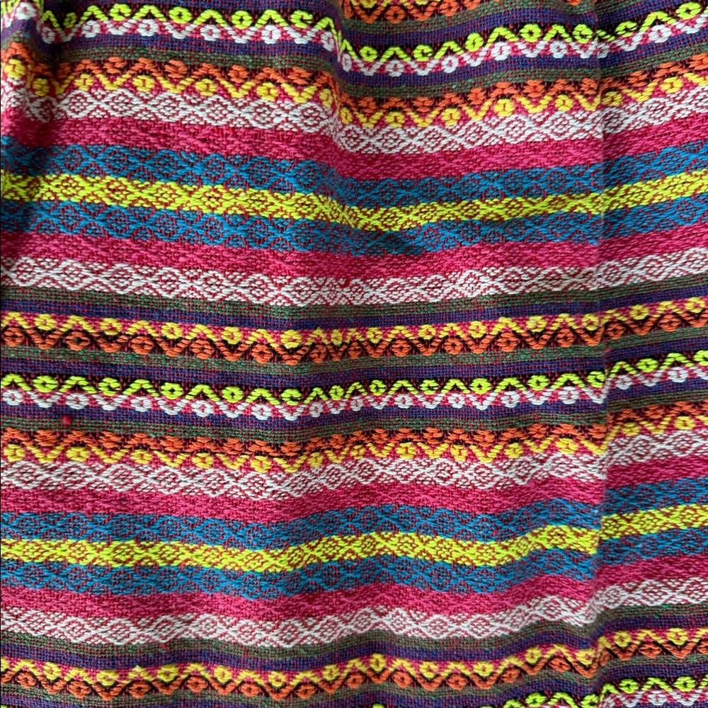 Vintage Boho Embroidered Skirt Multicolor Woven Folk Elastic Waist Skirt - Picture 5 of 5